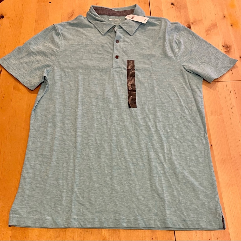 Banana Republic NWT Men's Large Heather Aqua Polo Shirt